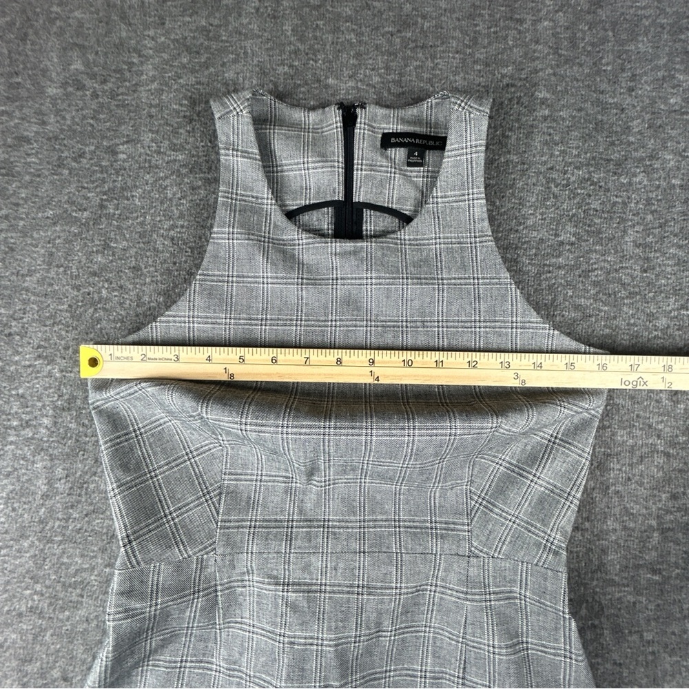 Banana Republic Checkered Grey/White Midi Dress Sleeveless Halter - Picture 5 of 6